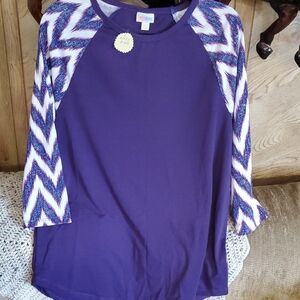 RAN # 003 LuLaRoe Randy Baseball Tee With Chevron Sleeves